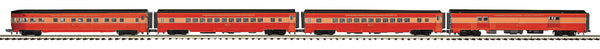 MTH Premier 20-64237 Southern Pacific 4-Car 70 Streamlined Passenger Set (Smooth Sided) #6607, #2379, #2383, #2956. O SCALE NEW