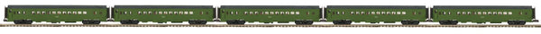 MTH Premier 20-65200 Pittsburgh & Lake Erie PLE Military green 5-Car 70' Streamlined Passenger Set Ribbed Sided O SCALE NEW