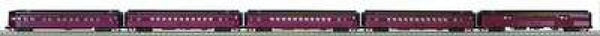 MTH Premier 20-6527 Lehigh Valley 5-Car 70' Streamlined Passenger Set Ribbed Sided O SCALE NEW