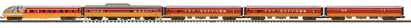 MTH Premier 20-65284 Milwaukee Road 5-Car 70' Streamlined Passenger Set #1324, #502, #506, Spirit Lake, Coffee Creek. O SCALE NEW