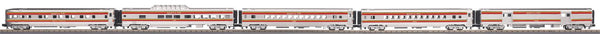 MTH Premier 20-6570 Santa Fe 5-Car 70' Streamlined Passenger Set Ribbed Sided O SCALE Like New