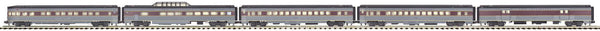 MTH Premier 20-6581 Erie Lackawanna 5-Car 70' Streamlined Passenger Set Ribbed Sided O SCALE Like New