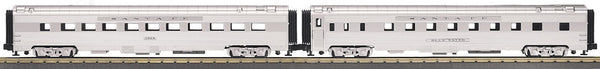 MTH Premier 20-6643 Santa Fe 2-Car 70' ABS Slpr/Diner Passenger Set - Ribbed - ATSF Sleeper "Blue Water" Diner 1568 O SCALE Used Excellent