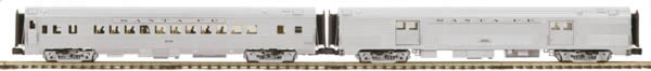 MTH Premier 20-69199 Santa Fe 2-Car 70' Streamlined Baggage/Coach Passenger Set Ribbed Sided O SCALE Like New