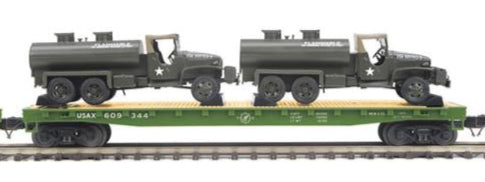 MTH Premier 20-92213D U.S. Army Flat Car w/GMC 353 6x6 Tank Truck O Scale  NEW