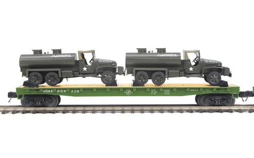 MTH Premier 20-92214D U.S. Army O Scale Premier Flat Car w/GMC 353 6x6 Tank Truck #609340 NEW