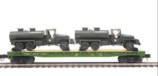 MTH Premier 20-92214E U.S. Army O Scale Premier Flat Car w/GMC 353 6x6 Tank Truck #609346 NEW