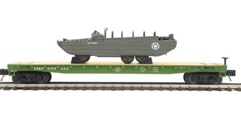 MTH Premier 20-92215E U.S. Army Flat Car w/GMC DUKW #609322 O SCALE NEW