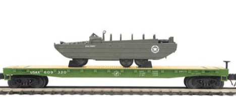 MTH Premier 20-92215D U.S. Army Flat Car w/GMC DUKW #609320 O SCALE NEW