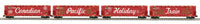 MTH 20-21161-1, 20-92237 Canadian Pacific CP Holiday Train Diesel Engine w/Proto-Sound 3.0 and 4-Car Set 50' Dbl. Door Plugged Boxcar (Set of 1 engine, 4 cars) Lighted O Scale Limited Edition Like New