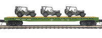MTH Premier 20-92238D U.S. Army Flat Car  w/(3) Military Transport Vehicles # 609482 O Scale NEW