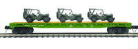 MTH Premier 20-92239C U.S. Army Flat Car w/(3) Military Transport Vehicles O Scale NEW