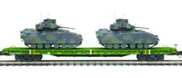 MTH Premier 20-92241C U.S. Army 60' Flat Car Set w/(2) Bradley Fighting Vehicles O SCALE NEW