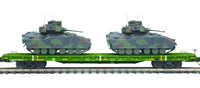 MTH Premier 20-92241D U.S. Army 60' Flat Car Set w/(2) Bradley Fighting Vehicles O SCALE NEW