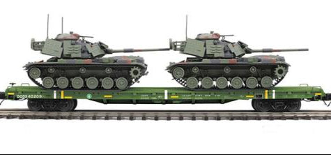 MTH Premier 20-92281C U.S. Army 60' Flat Car w/(2) M60 Tanks #40209 O SCALE  NEW