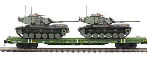 MTH Premier 20-92281B U.S. Army 60' Flat Car w/(2) M60 Tanks #40204 O SCALE NEW