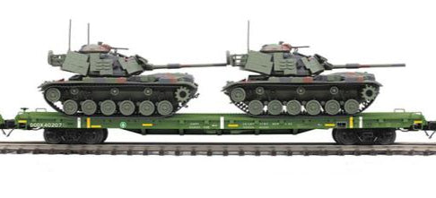 MTH Premier 20-92281D U.S. Army 60' Flat Car with (2) M60 Tanks #40207 O SCALE  NEW