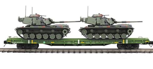 MTH Premier 20-92282B U.S. Army O Scale Premier 60' Flat Car w/(2) M60 Tanks #40206 NEW