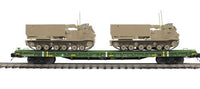 MTH Premier 20-92283C U.S. Army 60' Flat Car w/(2) M270 Rocket Launcher Vehicles O SCALE  NEW