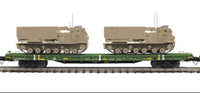 MTH Premier 20-92283E U.S. Army 60' Flat Car with (2) M270 Rocket Launcher Vehicles O SCALE NEW
