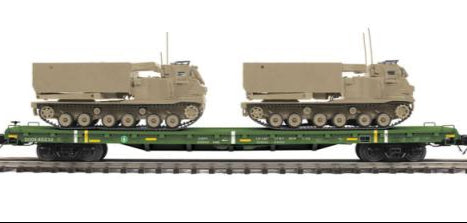 MTH Premier 20-92284C U.S. Army 60' Flat Car w/(2) M270 Rocket Launcher Vehicles  NEW