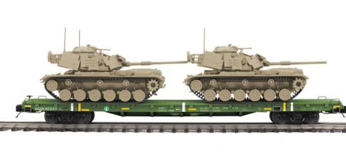 MTH Premier 20-92285C U.S. Army 60' Flat Car w/(2) M60 Tanks O SCALE NEW