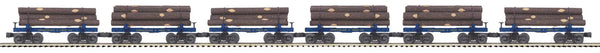 MTH Premier 20-92334 Chesapeake & Ohio O Scale Premier 6-Car Skeleton Flat Car Set w/Log Load O SCALE NEW