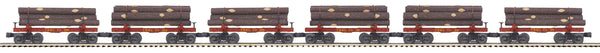 MTH Premier 20-92337 Red River Logging Co. 6-Car Skeleton Flat Car Set w/Log Load Car no. 100 104 109 111 114 117 O SCALE NEW