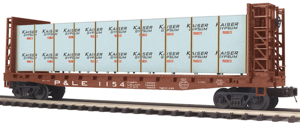 MTH Premier 20-95199 Pittsburgh & Lake Erie Flat Car w/Bulkheads w/Covered Wood Load O SCALE Like New