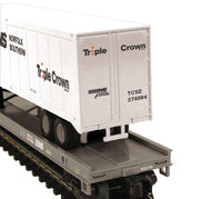 MTH Premier 20-95220 Norfolk Southern Flat Car w/ 40' Trailer Road: 60372, 60378 O SCALE Used Excellent Damaged Box
