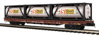 MTH Premier 20-95243 Canadian National 60' Flat Car w/(3) Tank Containers #618022. O SCALE NEW