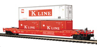 MTH Premier 20-95279 Railbridge Husky Stack Car w/(2) 20' Containers, (1) 40' Container - (K-Line)