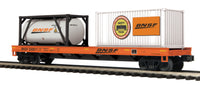 MTH Premier 20-95294 BNSF Flat Car w/Tank Container & 20' Container #550911. O SCALE NEW