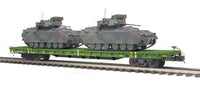 MTH Premier 20-95426 U.S. Army O Scale Premier 60' Flat Car w/(2) Bradley Fighting Vehicles Like New