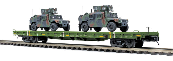 MTH Premier 20-95461 U.S. Army 60' Flat Car w/(2) Humvee Vehicles O SCALE. NEW