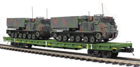 MTH Premier 20-95468 U.S. Army 60 Flat Car w/(2) M270 Rocket Launcher Vehicles O SCALE. NEW