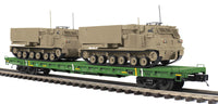 MTH Premier 20-95470 U.S. Army O Scale Premier 60 Flat Car w/(2) M270 Rocket Launcher Vehicles NEW