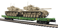 MTH Premier 20-95471 U.S. Army 60 Flat Car w/(2) M60 Tanks . O SCALE NEW Damaged Box