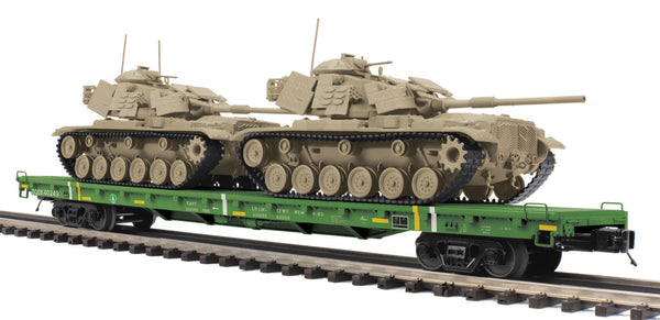 MTH Premier 20-95471 U.S. Army 60 Flat Car w/(2) M60 Tanks . O SCALE NEW Damaged Box