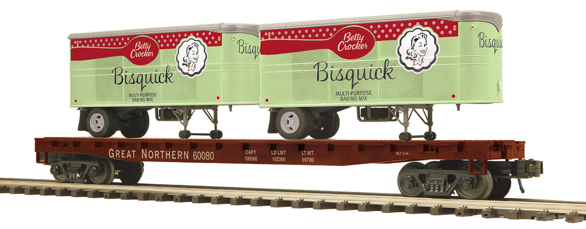 Great Northern Flatcar with Two Bisquick Pup Trailers 20-95554