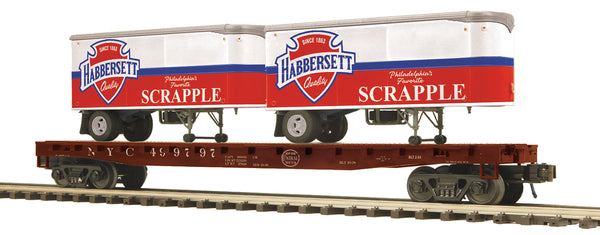 MTH Premier 20-95556 New York Central Flat Car w/(2) PUP Trailer O SCALE NEW