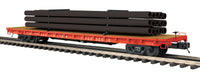 MTH Premier 20-95571 Burlington 60 Flat Car w/Pipe Load #92516. O SCALE NEW