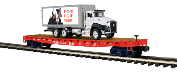 MTH Premier 20-95803 Donald J. Trump Flat Car with Box Truck #2024. O SCALE LIMITED PREORDER NEW