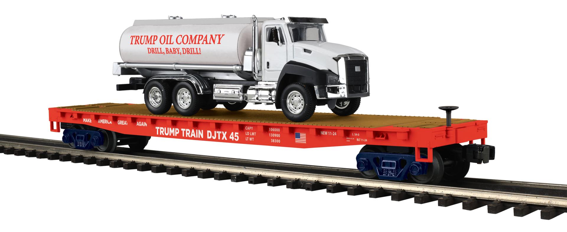 MTH Premier 20-95804 Donald J. Trump O Scale Premier Flat Car with Tanker Truck limited NEW