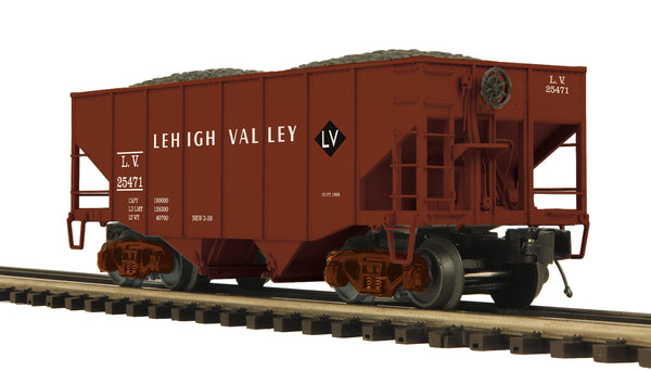 MTH Premier 20-97394 Lehigh Valley 2-Bay Fish Belly Hopper Car #25477. O SCALE NEW