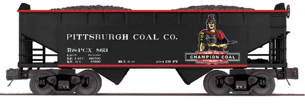 MTH Premier 20-97612 PITTSBURGH / CHAMPION COAL COMPANY 2 BAY OFFSET HOPPER CAR WITH COAL LOAD #863 O SCALE NEW