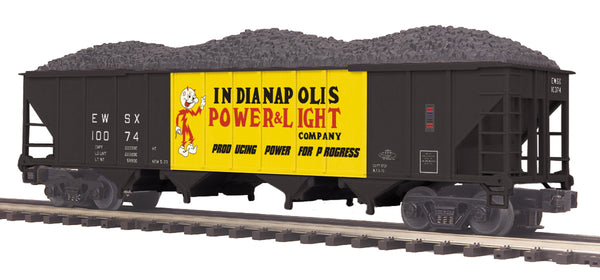 MTH Premier 20-97886 Indianapolis Power & Light 4-Bay Hopper Car w/Coal Load #10074. O SCALE NEW