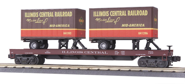 MTH Premier 20-98138 Illinois Central Flat Car w/ trailers O SCALE. Like New