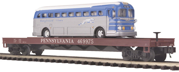 MTH Premier 20-98491 Pennsylvania Flat Car w/Greyhound Bus O SCALE NEW