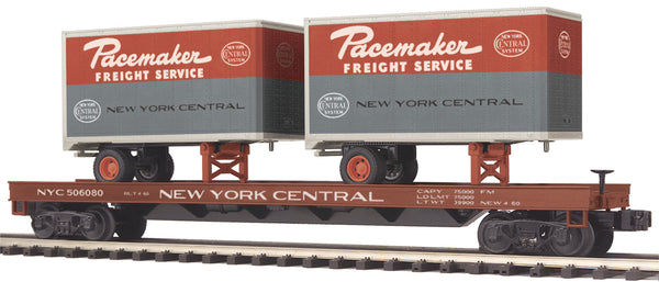 MTH Premier 20-98544  New York Central NYC Flat Car w/(2) 20' Trailers -No. 506093